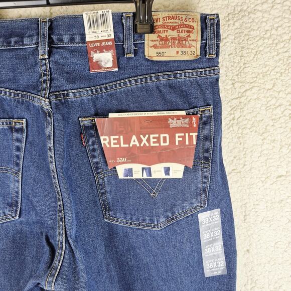 Levis 550 Jeans Men's Relaxed Fit Dark Blue Denim Tapered Leg NWT 38x32 - Picture 8 of 8